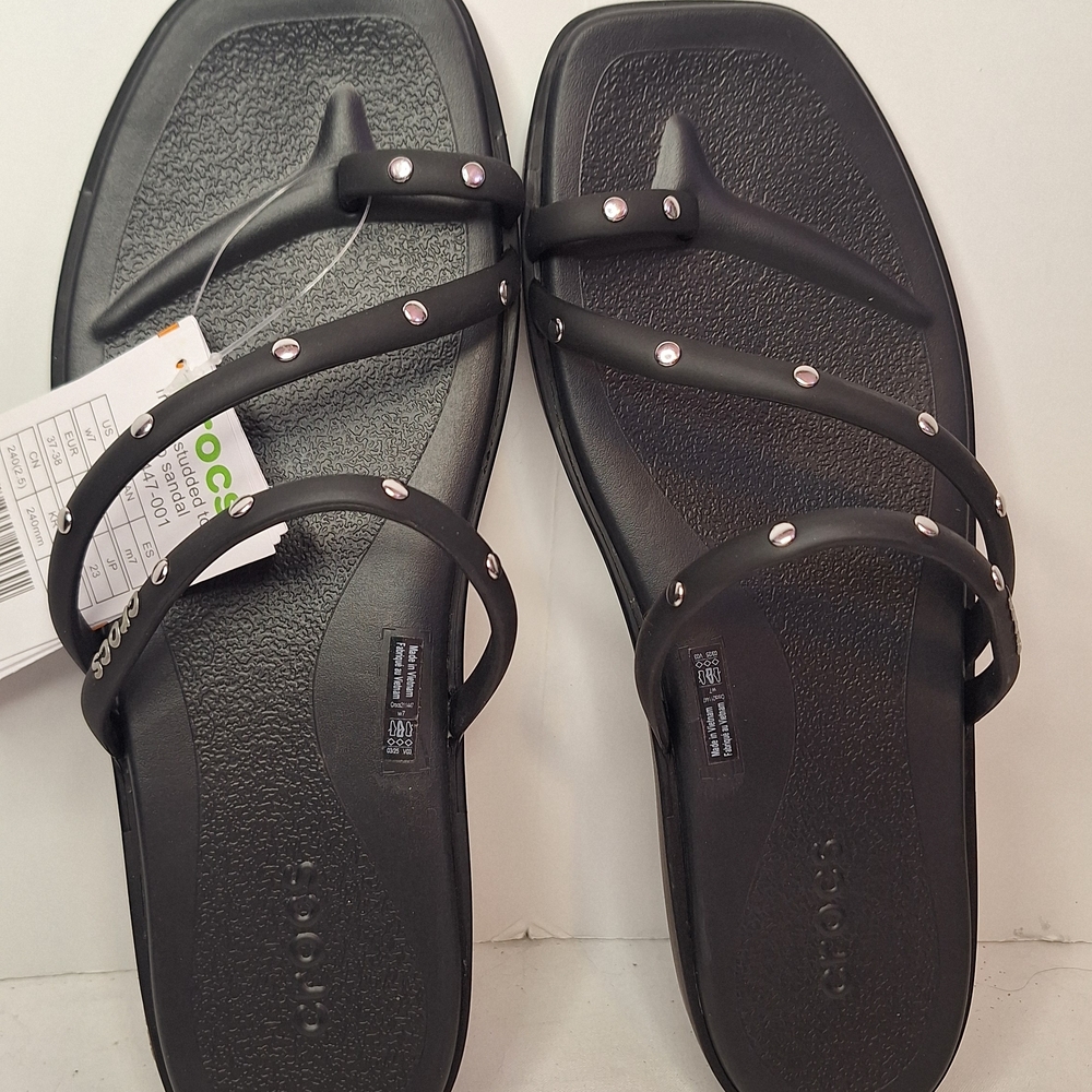 CROCS Black Sandals with Silver Accents
